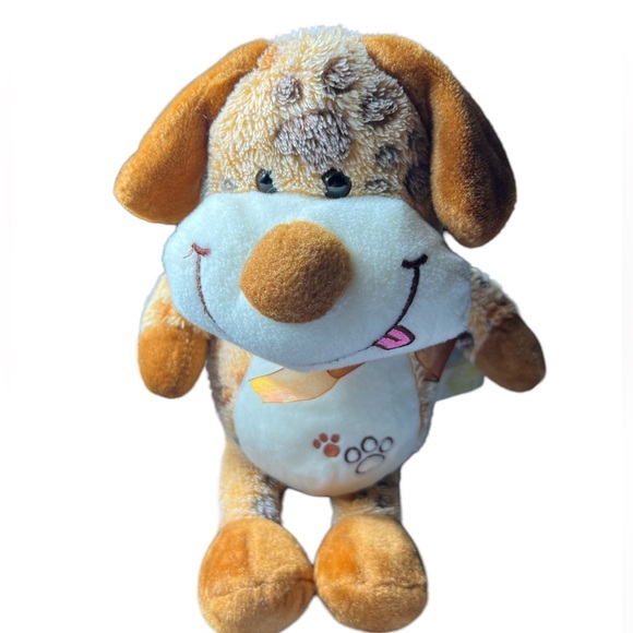 Rare Vtg Gabitoy Brown Puppy Dog Plush Paw Prints All Over 15” - Picture 1 of 4